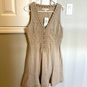 MICHAEL KORS Linen Dress Hemp Color Medium with Gold accents